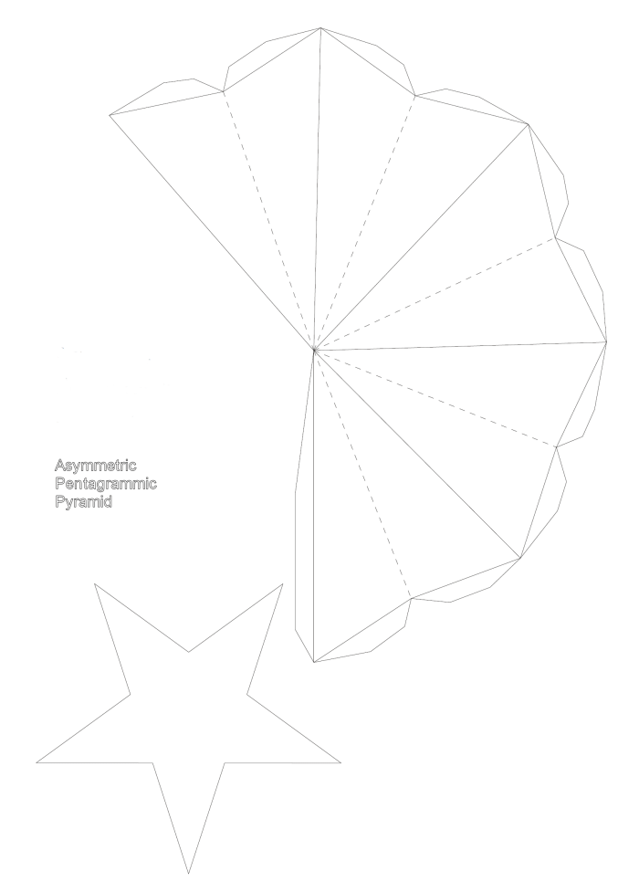 Net asymmetric pentagrammic pyramid
