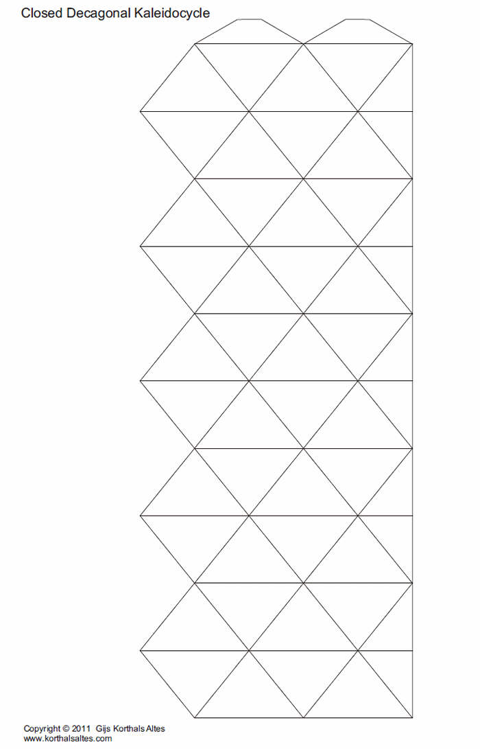 desarrollo plano de un caleidociclo decagonal cerrada