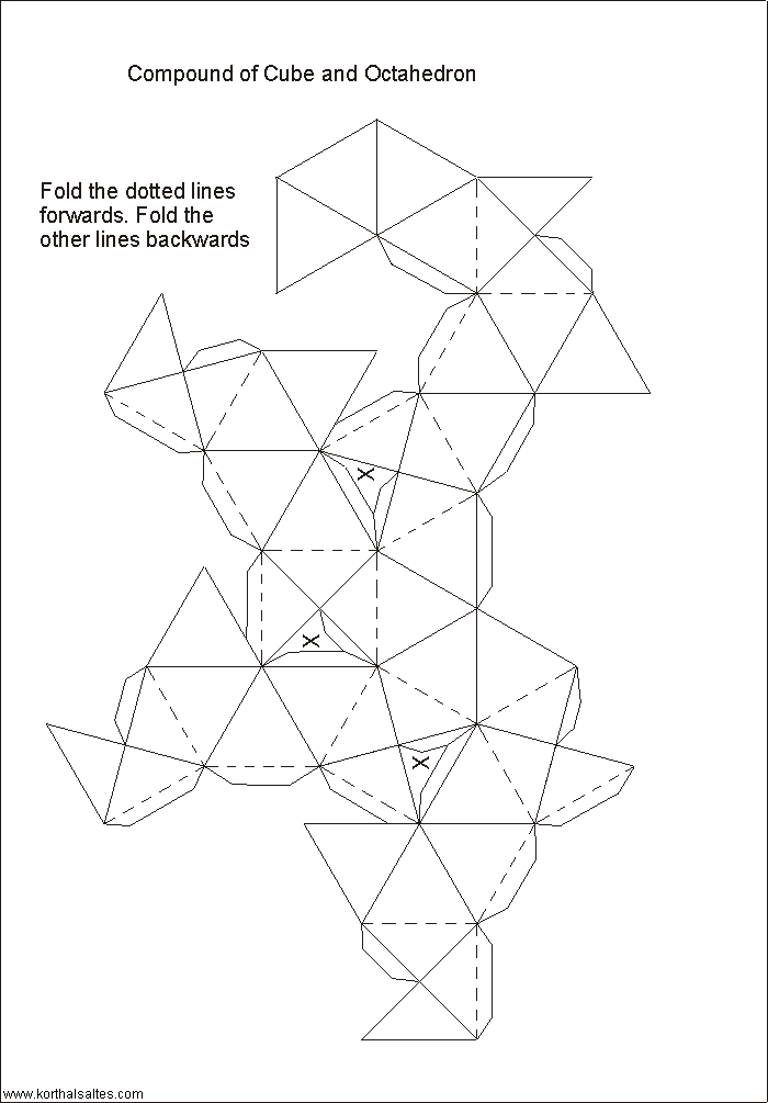 desarrollo plano de un cubo y octaedro compuesto 