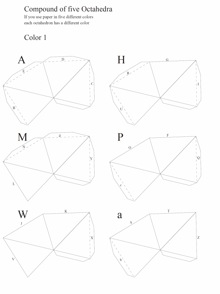 desarrollo plano de un cinco octaedra