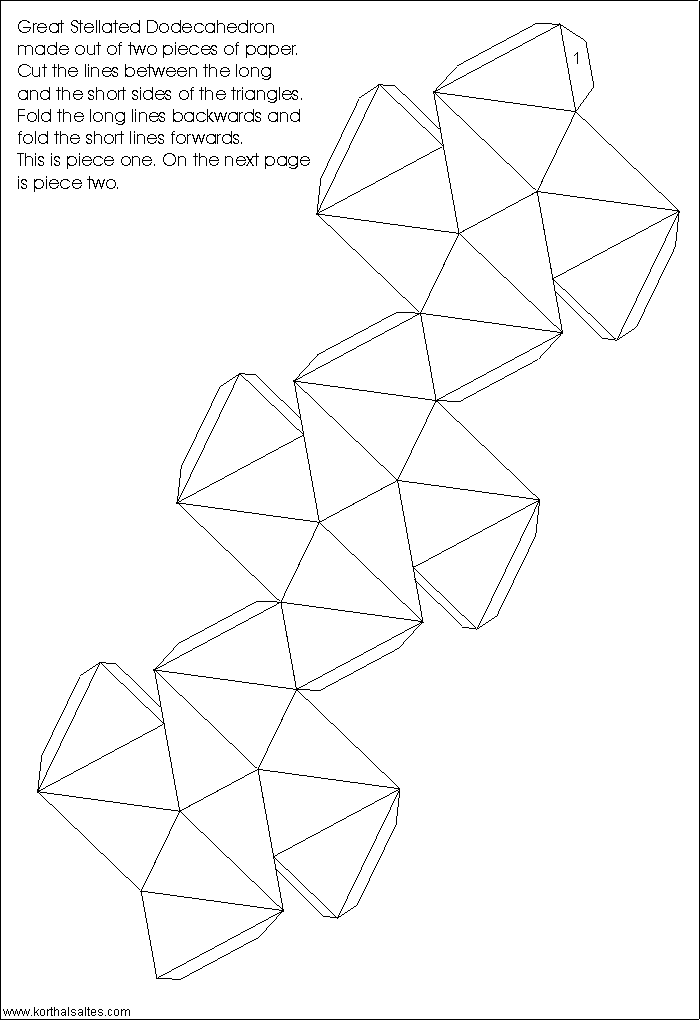 desarrollo plano de un gran dodecaedro estrellado