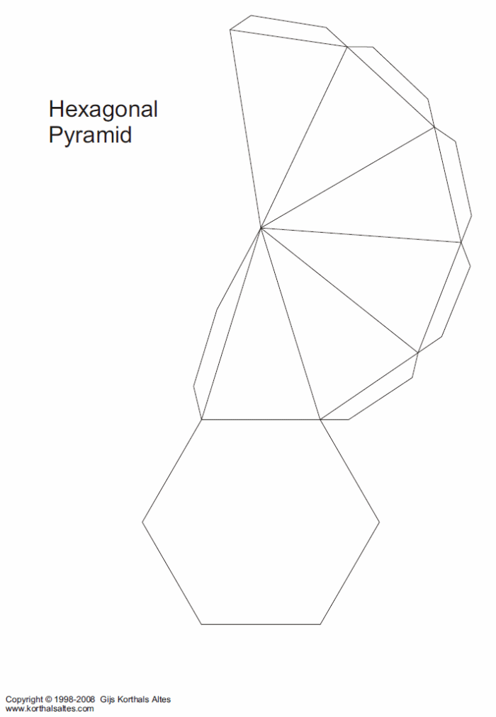 bouwplaat zeshoekig piramide (variant 2)