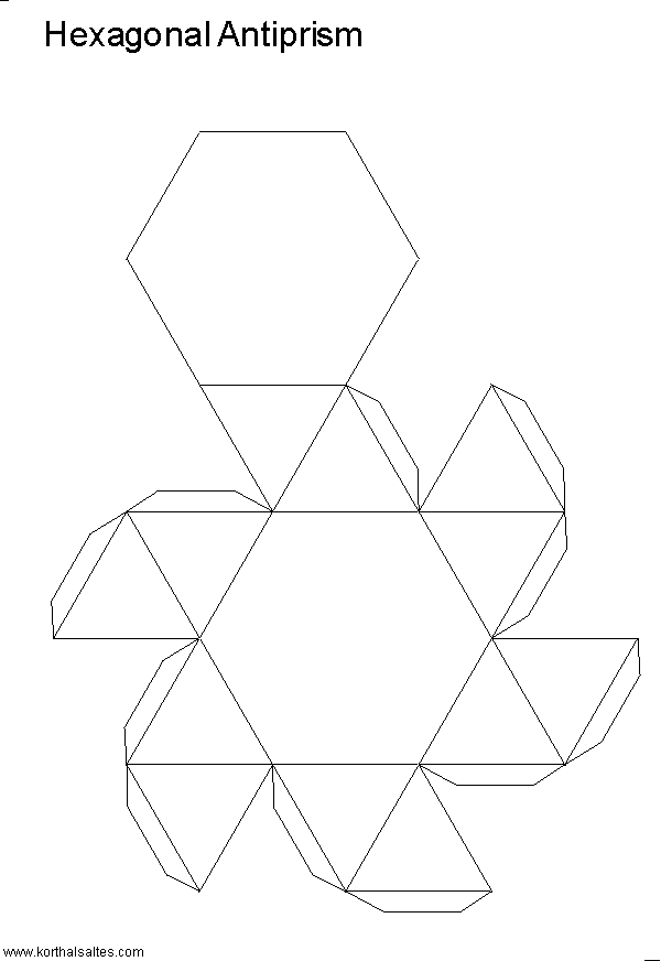 desarrollo plano de un antiprisma hexagonal