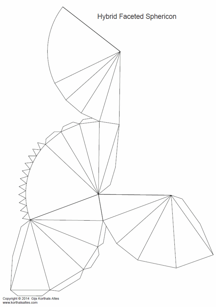 desarrollo plano de un esfericón tallados híbrido