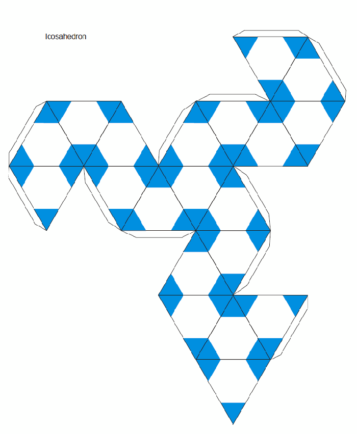 desarrollo plano de un Siete sólidos de Arquímedes y los sólidos platónicos que emparejan (16 modelo