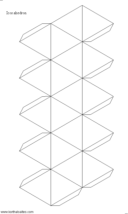 desarrollo plano de un icosaedro