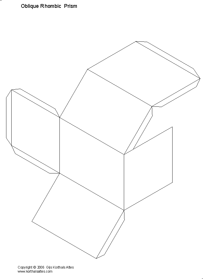 desarrollo plano de un prisma rhombic oblique