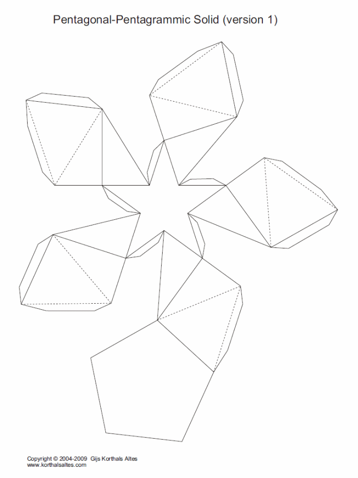 Net pentagonal-pentagrammic shape