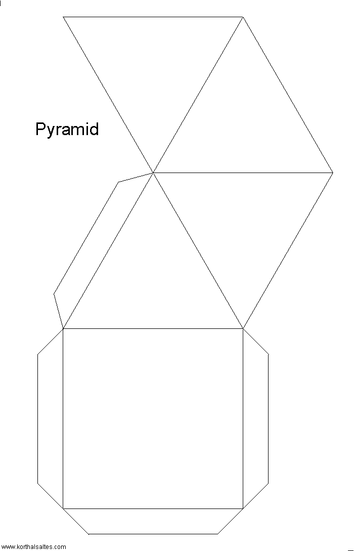 desarrollo plano de un pirámide cuadrada