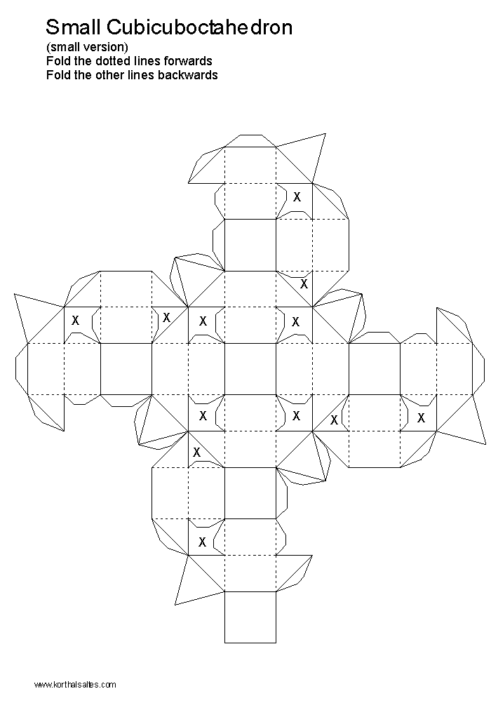 desarrollo plano de un pequeño cubicuboctaedro