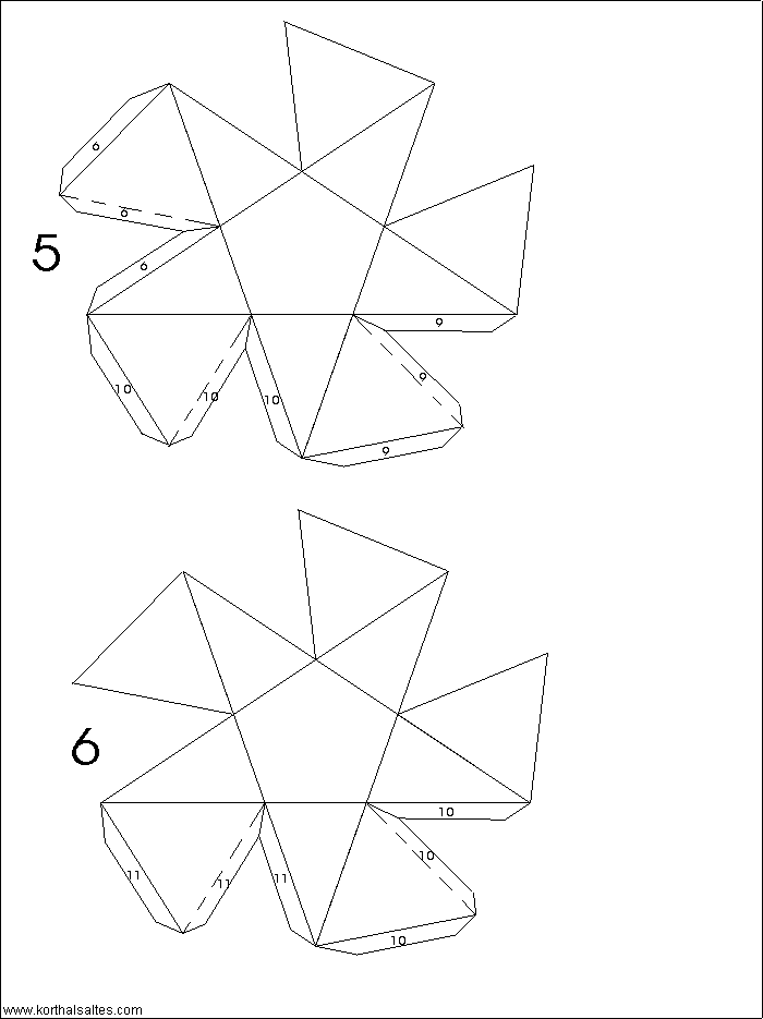 desarrollo plano de un pequeño ditrigonal Icosidodecaedro