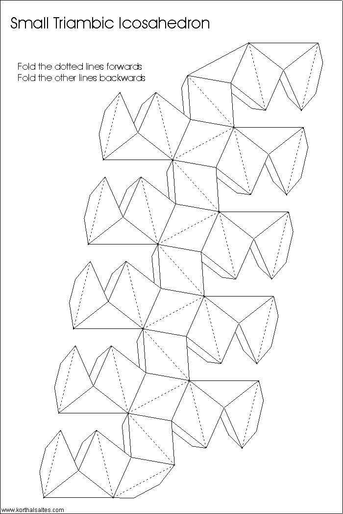 desarrollo plano de un pequeño triambic icosaedro