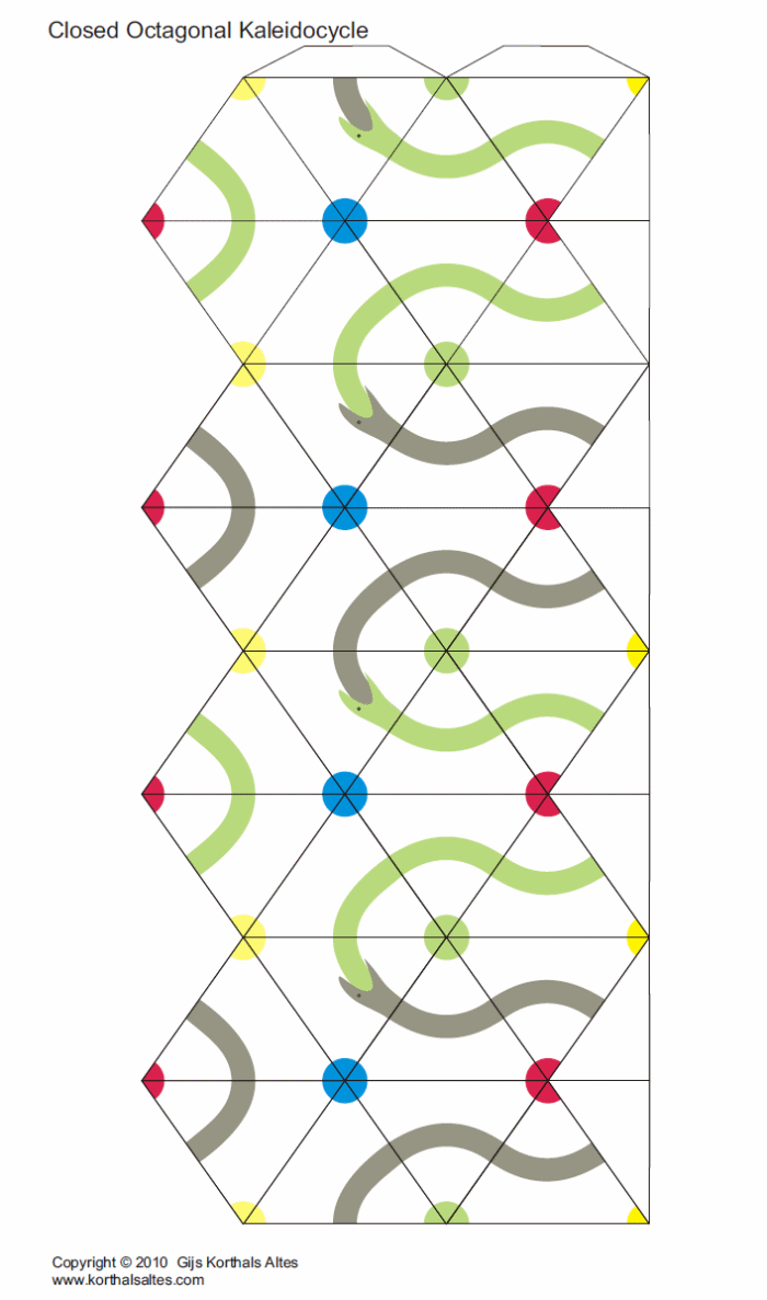desarrollo plano de un caleidociclo octogonal cerrada