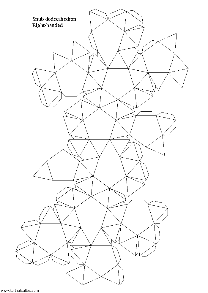 desarrollo plano de un dodecaedro romo