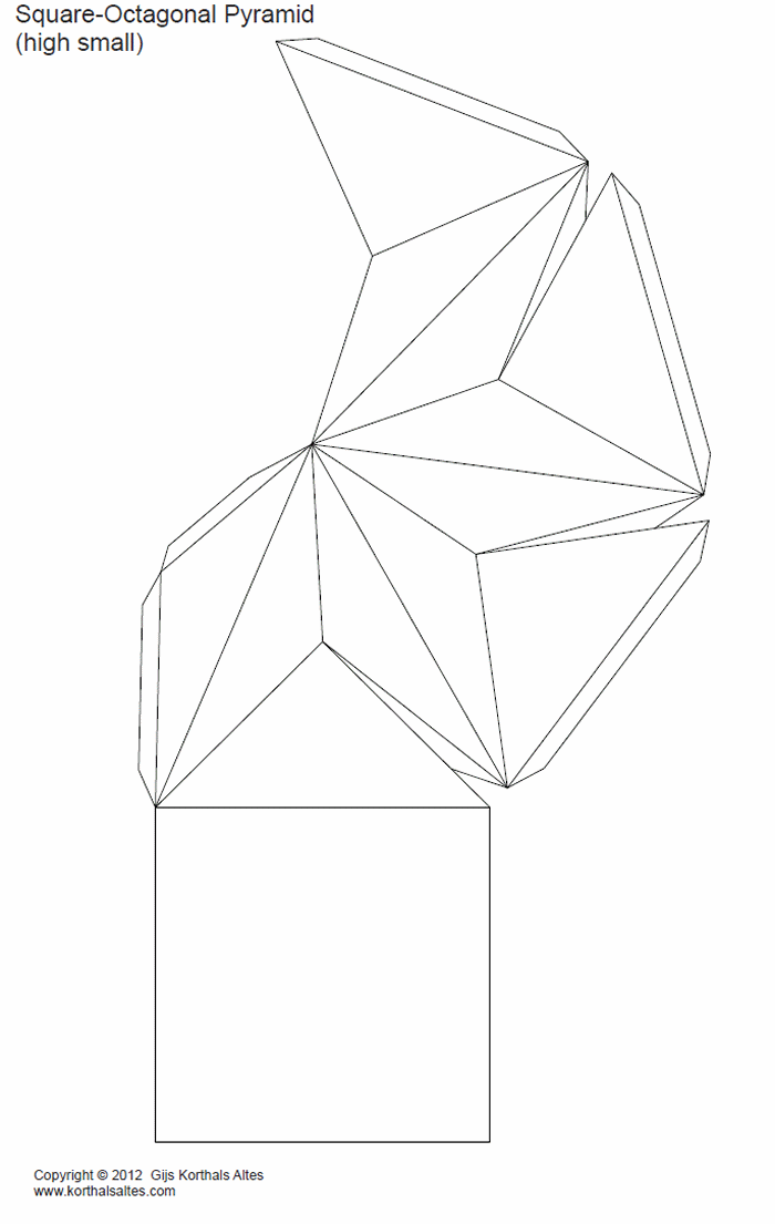 desarrollo plano de un pirámide cuadrada-octagonal