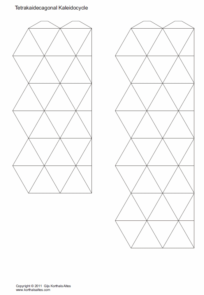 desarrollo plano de un caleidociclo tetrakaidecagonal