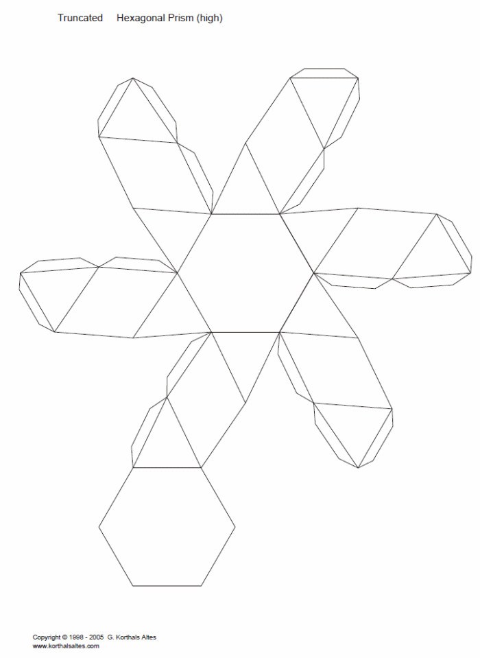 desarrollo plano de un prima hexagonal truncado