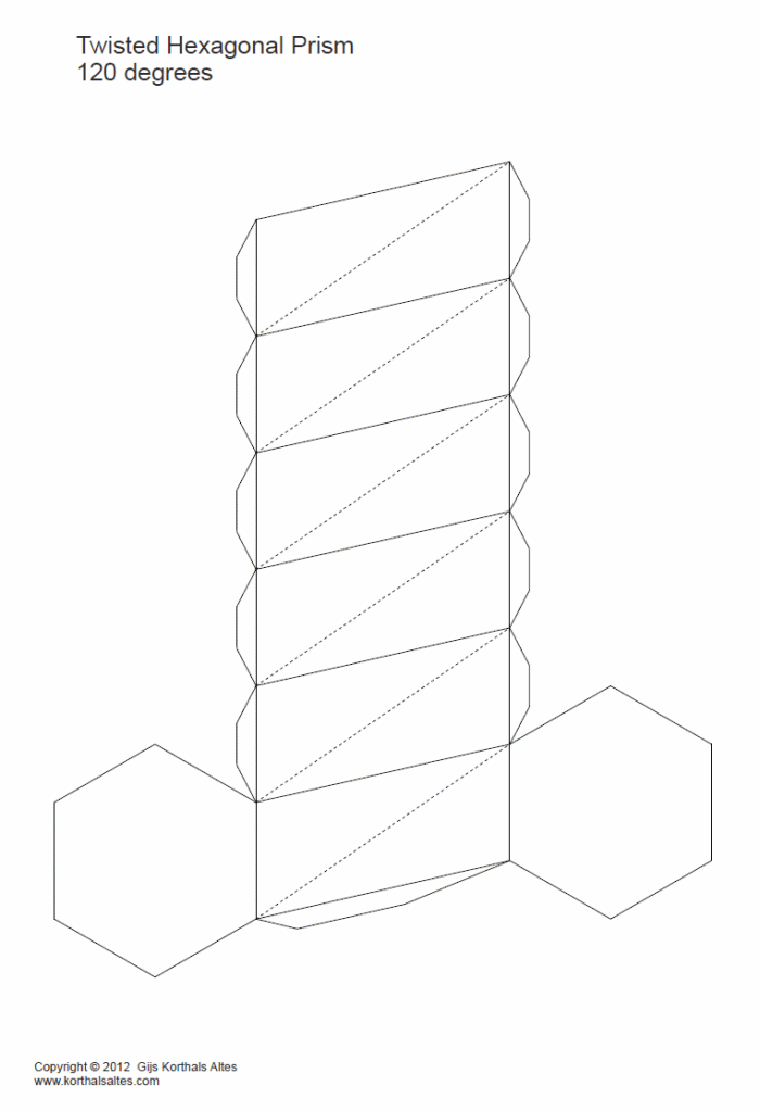 desarrollo plano de un prisma hexagonal torcido