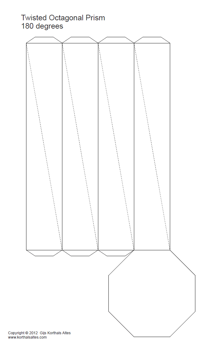desarrollo plano de un prisma octagonal torcido