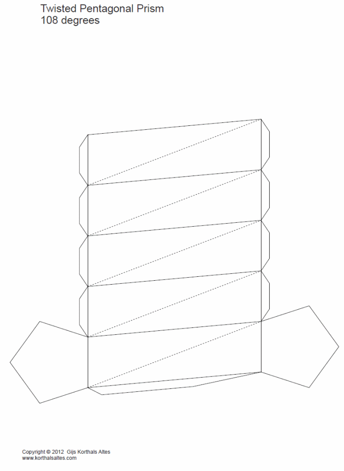 desarrollo plano de un prisma pentagonal torcido