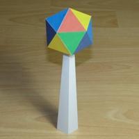 Paper model icosahedron on pedestal