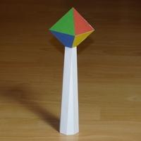 Paper model octahedron on pedestal
