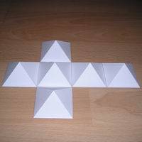 Paper model six square pyramids that form a cube 