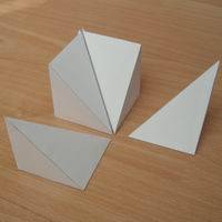 Paper model six triangular pyramids that form a cube